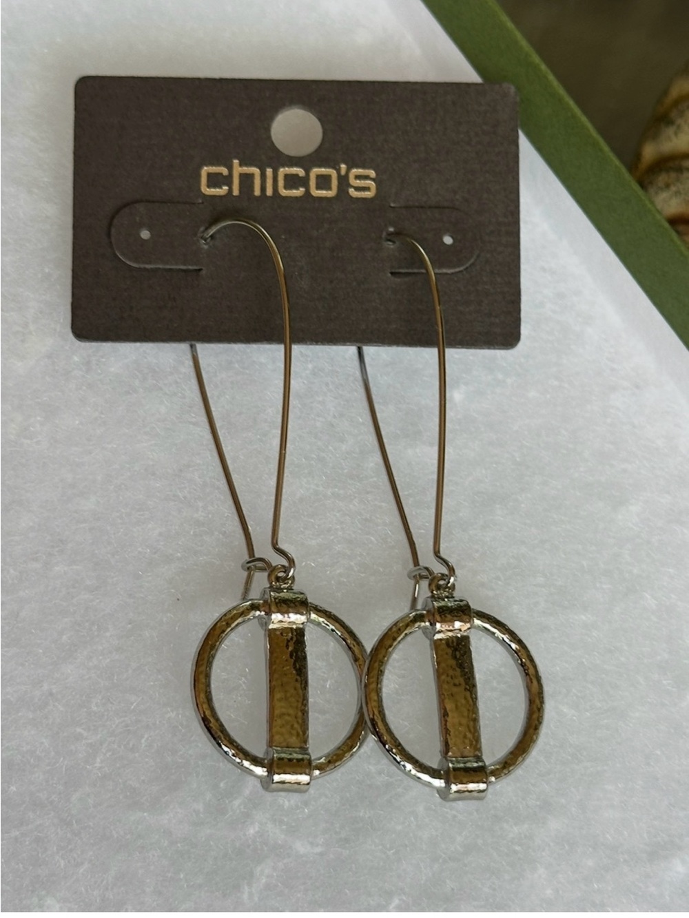 Chico's‎ silver-toned geometric drop earrings